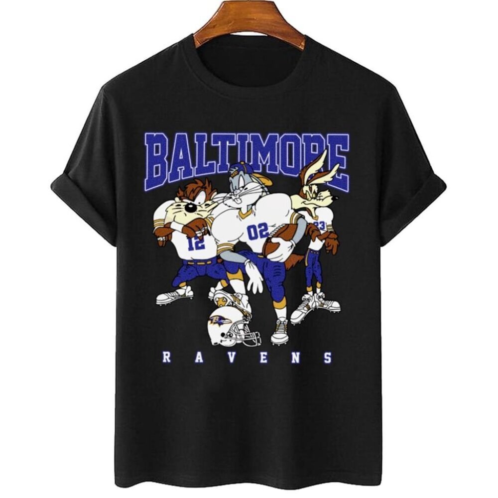 Baltimore Ravens Bugs Bunny And Taz NFL Football Cartoon Team T-Shirt 81
